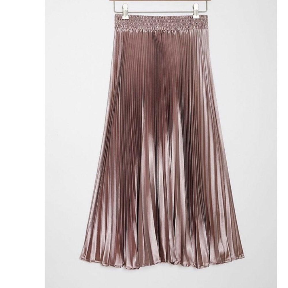 ANTHROPOLOGIE: NIB Blue Tassel Cocoa Pleated Satin Skirt